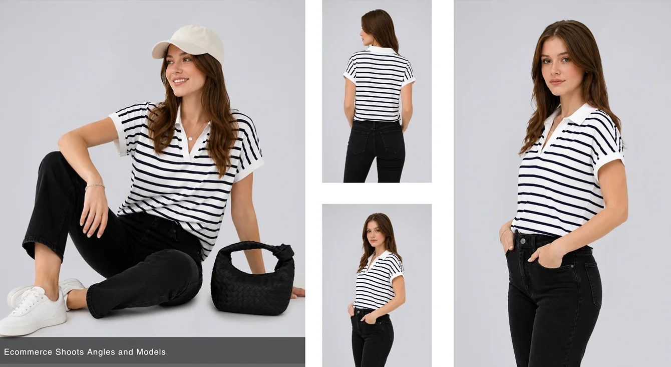 E-commerce angle set, one style across four shots